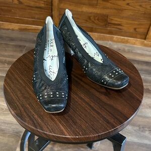 Elegant Black Studded Wedge Shoes